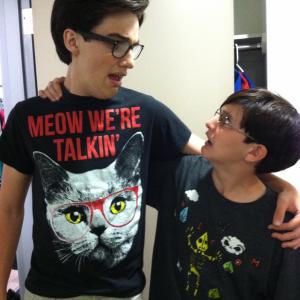 Gianni and Joey Bragg on the set of 