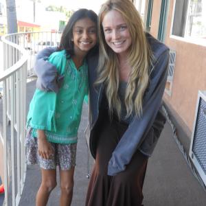 Anjini with Caity Lotz on the set of The Pact 2012