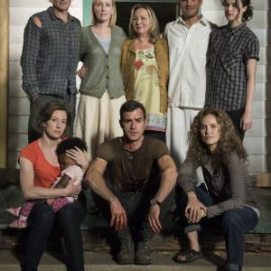 Still of Amy Brenneman Christopher Eccleston Mimi Leder Janel Moloney Justin Theroux Chris Zylka Carrie Coon and Margaret Qualley in The Leftovers 2014