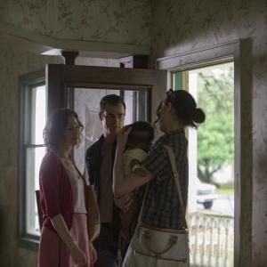 Still of Justin Theroux Carrie Coon and Margaret Qualley in The Leftovers 2014