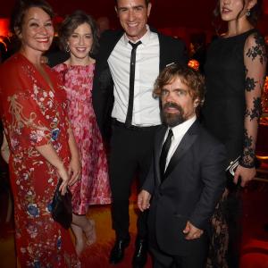 Peter Dinklage Justin Theroux Erica Schmidt Carrie Coon and Margaret Qualley at event of The 67th Primetime Emmy Awards 2015