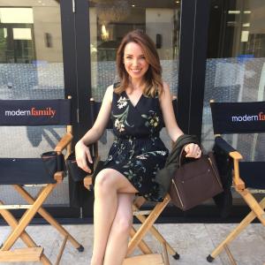 Kelsey Formost on set for Modern Family