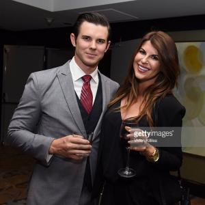 Actor Carson Nicely and TV personality Nikki Martin attend the Pia Gladys Perey Spring/Summer 2016 Fashion Show at Sofitel Hotel on October 23, 2015 in Los Angeles, California.