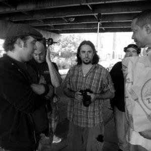 On the set of Deer Crossing with Christopher Mann and director Christian Grillo