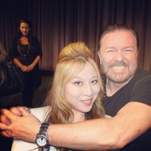 Comedian Ricky Gervais and Alice Aoki at Ricky Gervais 