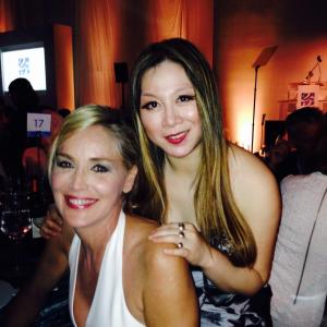 Sharon Stone and Alice Aoki at Elizabeth Taylor Angel Foundation Gala