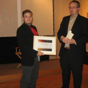 Written Image Awards Ceremony 2014 Accepting 1st Place Award for Best Feature Screenplay 