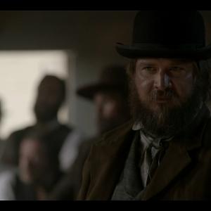 Staring down KevinBlatch aka Judge Webber after confronting him and John Campbell in the casino Were taking over deadrabbits hellonwheels episode 411 bleedingkansas