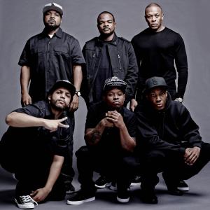 Ice Cube, Dr. Dre, F. Gary Gray, Corey Hawkins and Jason Mitchell in Straight Outta Compton (2015)