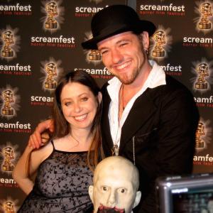 Screamfest Horror Film Festival black carpet with founder Rachel Belofsky before Los Angeles Premier of Finale