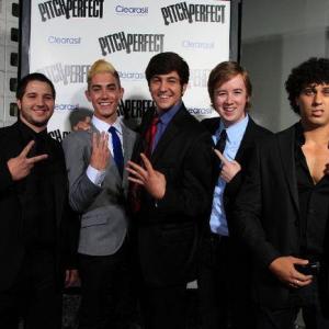 Michael Viruet who plays Unicycle in the movie Pitch Perfect at the world premiere with the rest of the Treblemakers