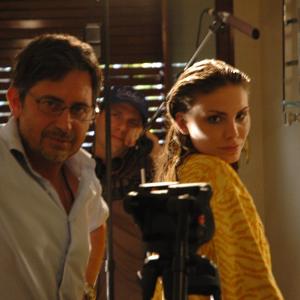 Actress Nina Senicar on the set of the movie ''8.30''