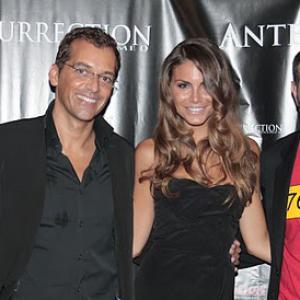 Actress Nina Senicar with directors Angelo Licata and Fausto Brizzi at the premier of the movie Dark Ressurection at Teatro Ariston Sanremo Sept8 2011