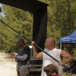 Greg Ives on location helping out on the sound for the feature Mud Man in Key Biscayne Florida