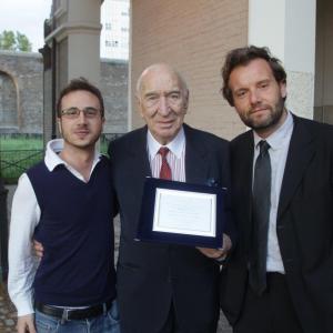 Editor Jacopo Reale with Giuliano Montaldo Best Actor at Silver Ribbon 2013 for Quattro Volte VentAnni directed by Marco Spagnoli Right