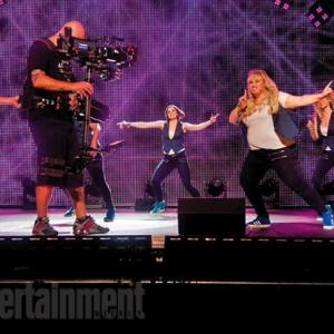 Shelley Regner Rebel Wilson and Kelley Jakle film the Barden Bellas performance in Pitch Perfect 2