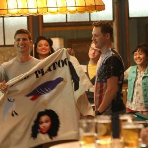 Still of Mel Rodriguez Geoff Stults Kyle Davis Michelle Buteau and Parker Young in Enlisted 2014
