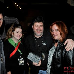 Leslie Poston, Marc Dole, Karlina Lyons and the Hatching crew receiving award at 2010 NH Film Festival
