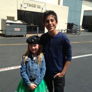 Actress Abigail Zoe Lewis meets Karan Brar at the Points of Light generationOn Block Party on April 18 2015 in Los Angeles California