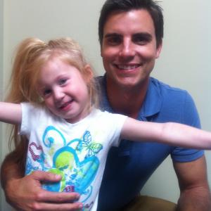 On Set  PSA Go Red American Heart Association Director Elizabeth Banks with Actor Colin Egglesfield July 26th 2011
