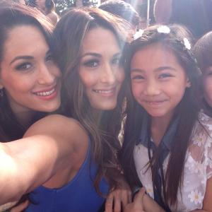Cheyenne Nguyen with the Bella Twins WWE Brie and Nikki at 2014 KCA