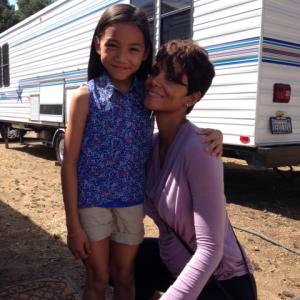 Halle Berry and Cheyenne Nguyen on set of EXTANT