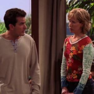 Still of Charlie Sheen and Myndy Crist in Two and a Half Men (2003)