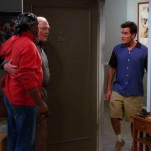 Still of Charlie Sheen Stacy Keach and John Amos in Two and a Half Men 2003