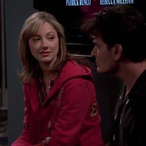 Still of Charlie Sheen and Judy Greer in Two and a Half Men (2003)