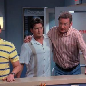 Still of Charlie Sheen Jon Cryer and Ryan Stiles in Two and a Half Men 2003