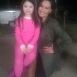 Kenzie with actress Tia Carerre on the set of movie Life Saver