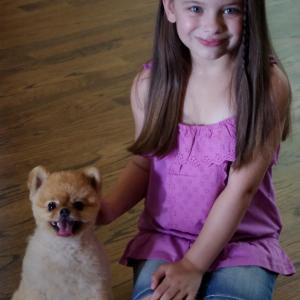 Kenzie with famous dog actor Jiff Felix filming Adventures of Bailey A Night in Cowtown