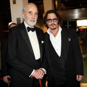 Johnny Depp and Christopher Lee at event of Alisa stebuklu salyje (2010)