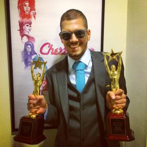 Director Assaad Yacoub with two Indie Fest awards for Cherry pop.