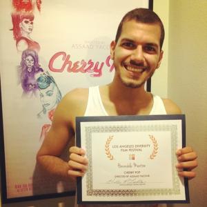 Director Assaad Yacoub Accepting his Honorable mention award from the Los Angeles Diversity Film Festival.