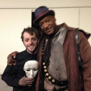 Ben Adams and Tony Todd on the set of West of Hell