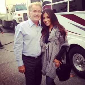 Cinthya Carmona and Martin Sheen on set of Badge of Honor