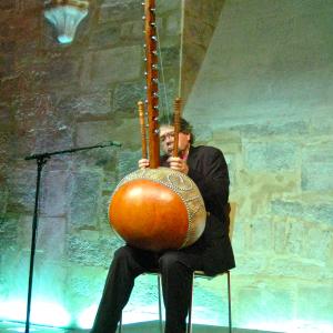 Jacques Burtin playing the kora at the College des Bernardins, Paris, October 2, 2010
