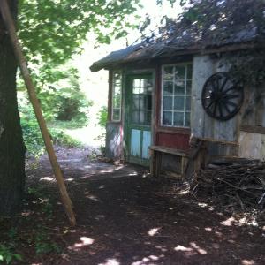 Entrance to the house in the forest of the film Shtoby konchilasj vojna