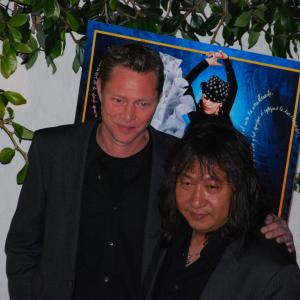 Composer  musician Martyn LeNoble with KUMPANIA guitarrista Jose Tanaka at Los Angeles Premiere