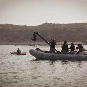 The crew of Otter 501 (Chris Siracuse, Mark Shelley, Bob Talbot, Tom Miller, Phillip Powell, and Katie Pofahl) filming in Elkhorn Slough, CA.