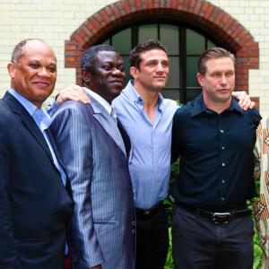 David Ogunde James Solomon Alex Reid Stephen Baldwin and Moses during a filming of the Snare in London