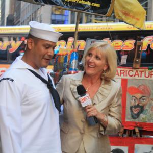 Interviewing a sailor on the Streets of New York