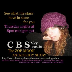 CBS Sky Radio station list promoZOE MOON ASTROLOGY SHOW