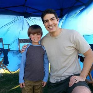 Rob Lamer and Brandon Routh on set of Enlisted