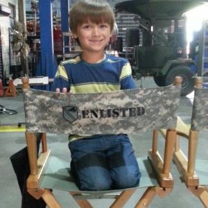 Rob Lamer on set of Enlisted