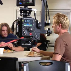 On set of Play James Play with Jake Busey