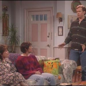 Still of Michael OKeefe Roseanne Barr and Laurie Metcalf in Roseanne 1988