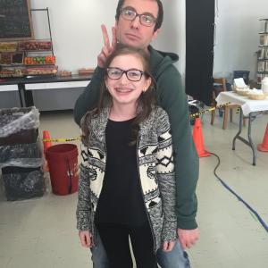 Berkley and director Jacob Tierney on set of Game On!