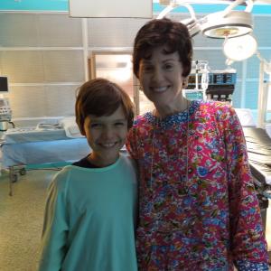 On set of Children's Hospital with Megan Mullally